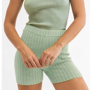 Rhythm Livin NWT Daisy Knit Shorts Sage Green Size 10AU/M